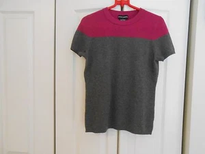 SUTTON CASHMERE--MAGENTA/GRAY COLOR BLOCK-----MEDIUM - Picture 1 of 2