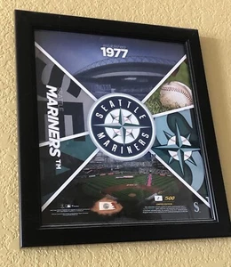 SEATTLE MARINERS 1977 Collage Authentic Framed 15in x 17in Limited Edition Xlnt - Bild 1 von 3