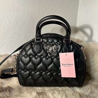 NWT Juicy Couture Flawless Dome Satchel - Liquorice Black - Quilted Hearts - Image 1 of 4