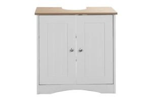 Under Sink Bathroom Cabinet Basin Storage Cupboard Vanity Unit White and Oak - Picture 1 of 3