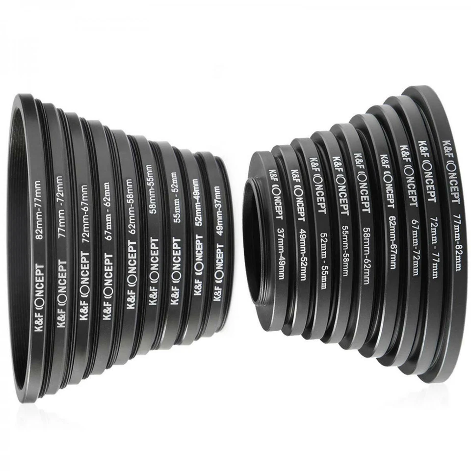 K&F Concept 18pcs Camera Lens Filter Metal Stepping Rings kit Up Down Ring Set - Image 1 of 4