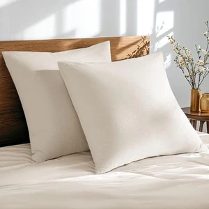 100% Lino Francés Euro Shams 26"x26" Pack de 2, Suave Transpirable para Dormir Caliente... - Imagen 1 de 7