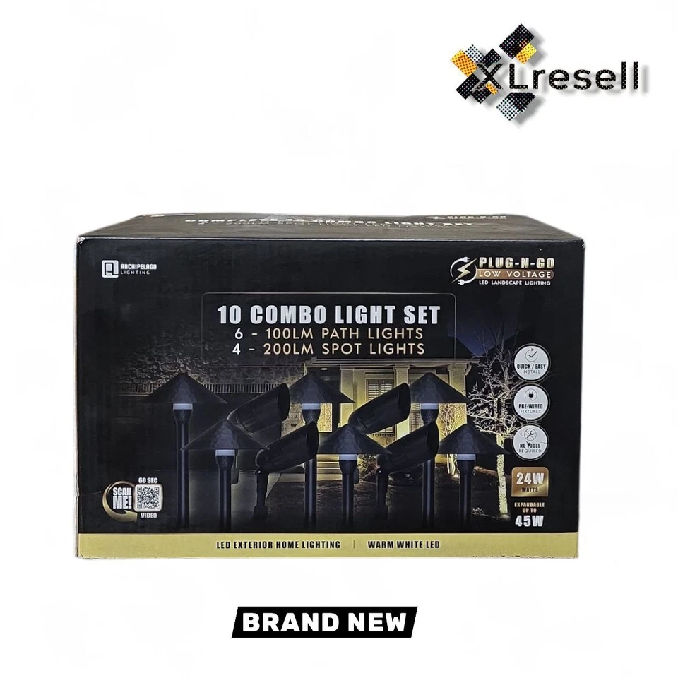 Archipelago 10-Pack светодиодный ландшафтный свет набор низкого напряжения черный с трансформатором - Изображение 1 из 4