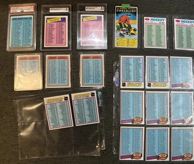 Vintage Hockey Card Lot CHECKLISTS From 1960,70,80’s Some Graded Very Nice - Image 1 of 4