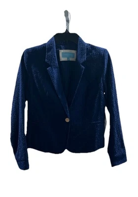 Draper James RSVP Women's Textured Notch Collar Eyelet Blazer Navy Size: XS  - Image 1 of 2