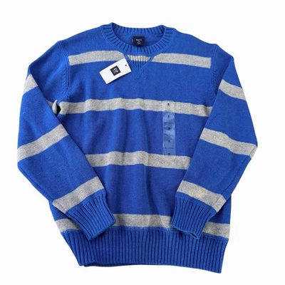NUEVO CON ETIQUETAS GAP Niños Pullover Suéter Niños Talla Pequeña 6-7 Azul y Gris Rayas Foto 1 de 4