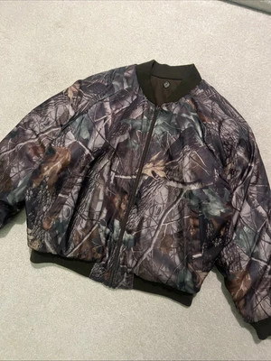 Vtg Realtree Hardwoods Camo Reversible Puffer Jacket Sz Large Fleece Liner - Image 1 of 4