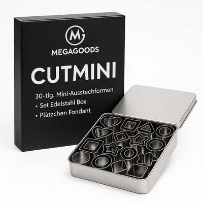 30-tlg. Mini-Ausstechformen Set Edelstahl Box Plätzchen Fondant DE. - Bild 1 von 4