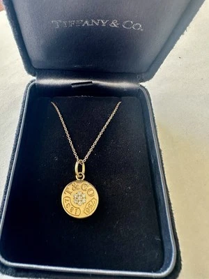 TIFFANY＆CO 1837 Natural Diamond Pendant 18 K With Necklace 16 Inches - Image 1 of 4