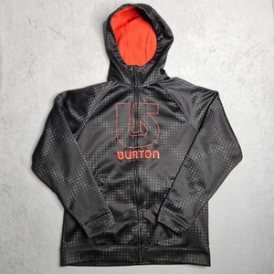 Burton Peak Hoodie Herren Medium schwarz durchgehender Reißverschluss Fleece gefüttert Sweatshirt Taschen - Bild 1 von 15