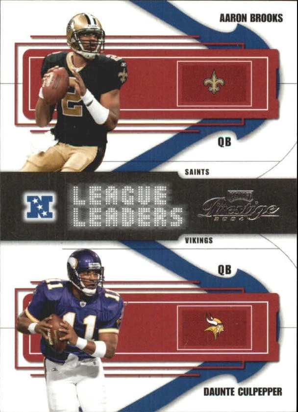 2004 Playoff Prestige League Leaders #LL2 Aaron Brooks/Daunte Culpepper - FB - Image 1 of 2