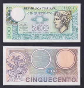 Banknotes Italy 500 Livres Mercury 1974 P 94 Spl XF - Picture 1 of 2