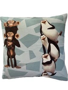 Funny Cushion Cover Story Kid’s Penguins Monkeys Printed Cotton 16x16 in - Picture 1 of 1