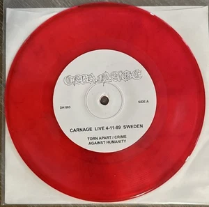 CARNAGE -LIVE 4-11-89 SWEDEN- MEXICAN 7" EP PAPER SLEEVE, RED WAX, DEATH METAL - Imagen 1 de 4