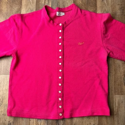 Cárdigan suéter vintage años 80 Guess by Marciano para mujer mediano rosa preppy 4439 Foto 1 de 4