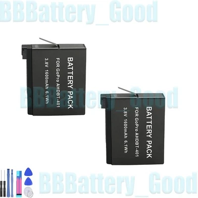 2x 1600mah Battery for GoPro AHDBT-401 HD HERO4 GOPRO4 AHBBP-401 - Image 1 of 4