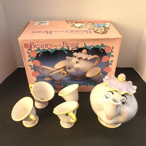 Vintage Disney Beauty and the Beast Toy China Tea Set Mrs. Potts & Chip 6 pcs - Picture 1 of 8