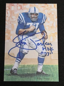 Tarjeta artística firmada por Jim Parker Goal Line-HALL OF FAME-BALTIMORE COLTS-JSA - Imagen 1 de 4