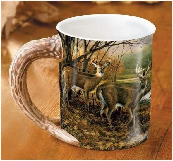 Wild Wings 8955711626 Indian Summer Whitetail Deer Sculpted Mug, 16 oz,Mugs