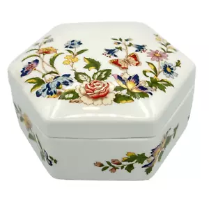 Aynsley Fine English Bone Cina Portabevande Esagonale con Coperchio Cottage Garden - Foto 1 di 10