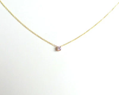 DIAMOND SOLITAIRE NECKLACE 14K YELLOW GOLD 0.07CT SI1 G COLOR 4 PRONG SETTING - Image 1 of 4