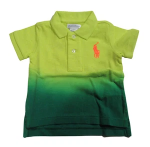 Ralph Lauren Polo Bebé Niños Manga Corta Tinte por Inmersión Camisa Amarillo/Verde 3M,6M - Imagen 1 de 4