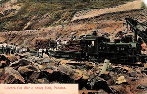 Panama Canal Zone Culebra Cut Construction Train Railroad Vtg Postcard F62 - Picture 1 of 2