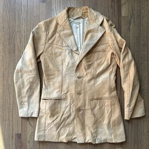 Vintage 70er Jahre Polo Western Ralph Lauren Lammfell Lederjacke Blazer Gr. 38 hellbraun - Bild 1 von 23