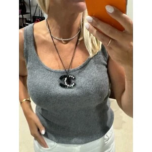 CHANEL - XL Logo Pendant, Black/White Crystal - Picture 1 of 5