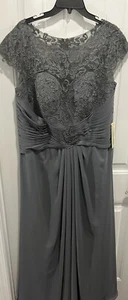 Vestido madre de la novia/novio talla grande 16W nuevo gris calce y acampanado - Imagen 1 de 9