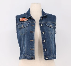 VINTAGE POLO JEANS RALPH LAUREN Women's Denim Vest Button Up Embroidered Size L - Picture 1 of 7