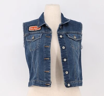 VINTAGE POLO JEANS RALPH LAUREN Women's Denim Vest Button Up Embroidered Size L - Image 1 of 4