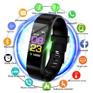 Bracelet Heart Rate Blood Pressure Tracker Smart Band Bluetooth Wristband Watch - Picture 1 of 17