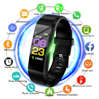 Bracelet Heart Rate Blood Pressure Tracker Smart Band Bluetooth Wristband Watch - Image 1 of 4
