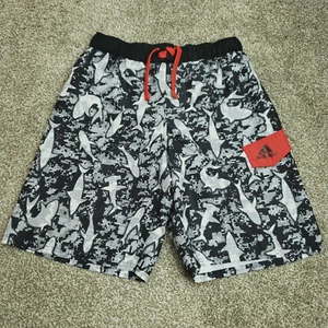 Adidas Swim Trunks Youth Boys XL XLarge SHARK PRINT Pocket Logo White Black Red - Picture 1 of 19