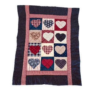 1988 Handarbeit 17x14 Zoll Herzform Patches Quilt Wandbehang - Bild 1 von 8
