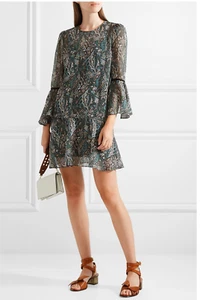 $ 495 VERONICA BEARD Denver bedruckt Seide-Chiffon Minikleid Größe 0 - Bild 1 von 5