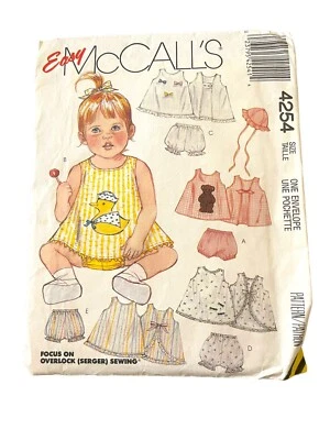 McCall's 4254 INFANTS SUNDRESS BLOOMERS BONNET Uncut Size NB-LG Vintage 1989 - Image 1 of 2