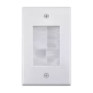 Construct Pro Cable Management Brush Plate (Dog-Ear Installation Tabs, White) - Picture 1 of 9