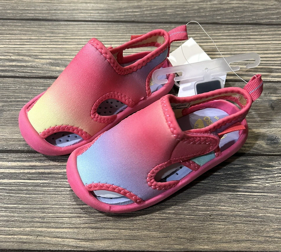 OshKosh B'Gosh девочек розовый многоцветный Swimmie сандалии туфли с Ярлыками размер 5 ребенка ясельного возраста  - Изображение 1 из 4