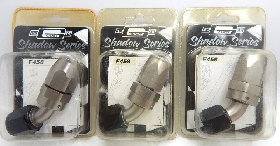 X3 Mr Gasket Shadow Series -8 AN Fitting 45 Degree Swivel Hose End F458 LOT OF 3 - Image 1 of 3