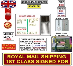 RIMOLDI 261,62,63 COVERSTITCH B-63 DVX63 SIZE=60/8 INDUSTRIAL SEWING MCHN NEEDLE - Picture 1 of 5