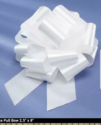 New white WEDDING 8" PULL Bow PEW BRIDAL DECORATION Reusable.  - Image 1 of 4