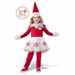 Elf On The Shelf Girl Red Dress Skirt Toddler Child Christmas Costume 2T/3T/4/6