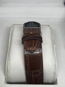 Beautiful 18mm FOR OMEGA Brown Leather Strap & Stainless Steel Deployment Buckle - Picture 1 of 6
