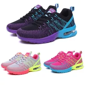 New Womens Sneakers Running Jogging Air Gym Sport Trainers Lace Up Casual Shoes - Picture 1 of 33