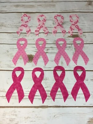 Mixed Lot 12 Breast Cancer Awareness Ribbon Fabric  Cut Size 2 1/2"W x 5"H - Image 1 of 4