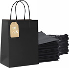 50 Pcs Paper Bags with Handles, Small Gift Bags, Black Gift Bag Eco-Friendly Kra