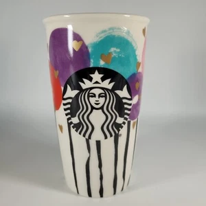 Starbucks Gold Hearts Travel Mug Balloon Lutscher Keramik 12 oz Geburtstagsgeschenk - Bild 1 von 8