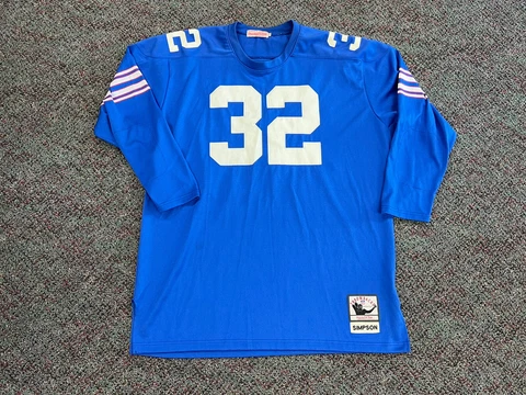 mitchell ness OJ simpson jersey stitched blue long sleeve Size 54 NFL Football Cover